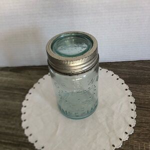 Vtg Teal Tint Crown Canning Jar